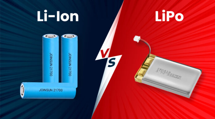 Lithium-Ion (Li-Ion) and Lithium Polymer (LiPo) smartphone batteries compared by weight, flexibility, and safety.