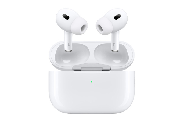 Compact earbuds with noise canceling and USB-C charging.