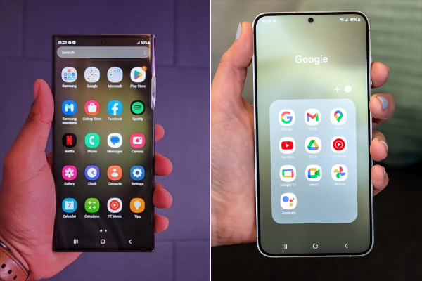 Minimal Android apps vs Samsung’s preloaded suite.