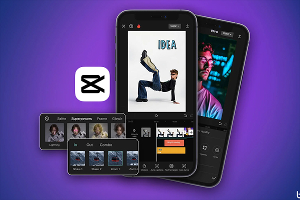 Mobile video editor with templates, scene detection, and cloud sync.