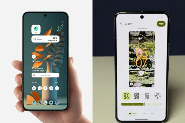 Basic Android themes vs deep One UI 8 customization.