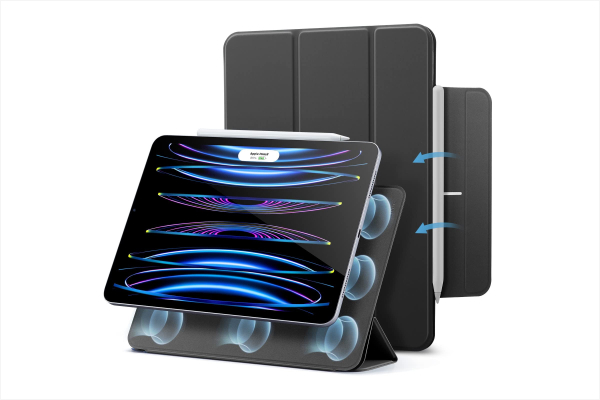 Lightweight magnetic case folded for stand mode.