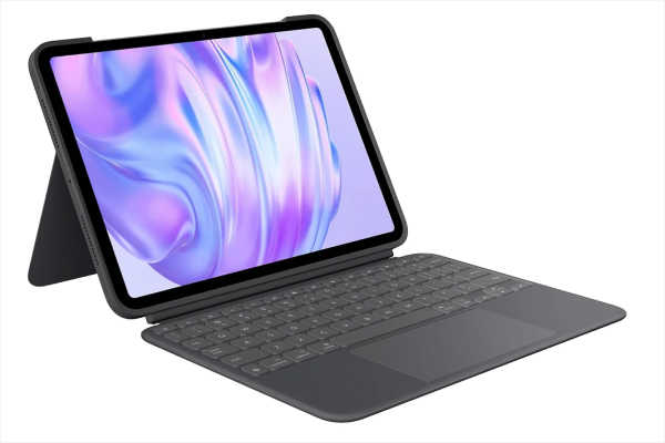 Detachable keyboard and trackpad case with adjustable kickstand.
