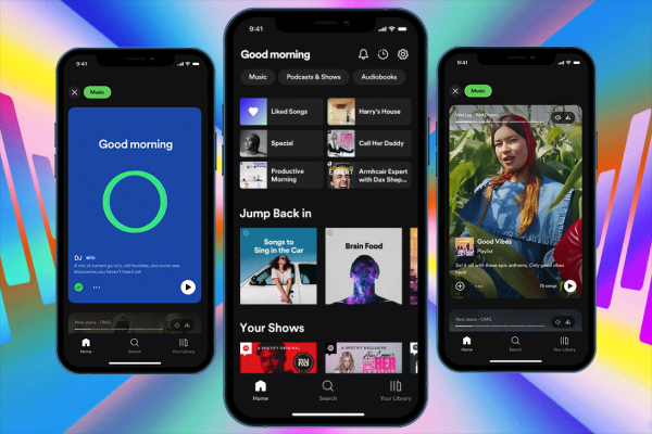 Music app with AI DJ, mood playlists, podcast transcripts, and HiFi audio.
