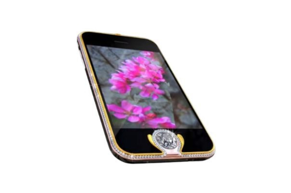 18-carat gold iPhone with a 6.6-carat diamond home button.