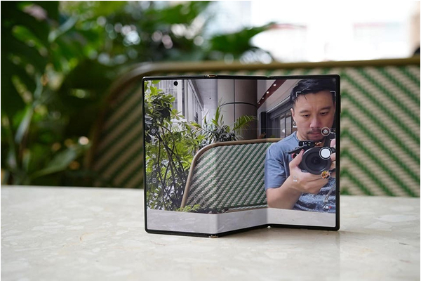 Samsung Galaxy Z Tri-Fold with triple camera setup including 200MP sensor.