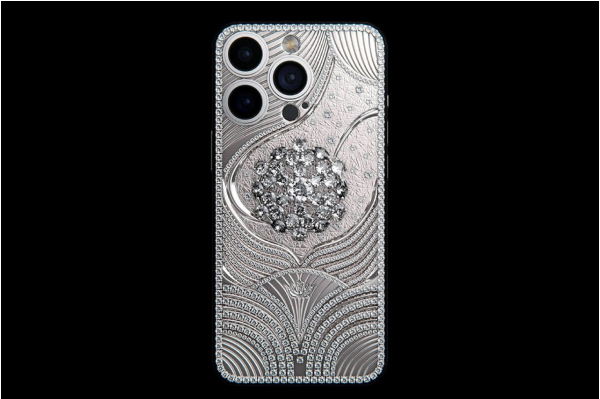 Diamond-encrusted white gold iPhone 15 Pro limited edition.