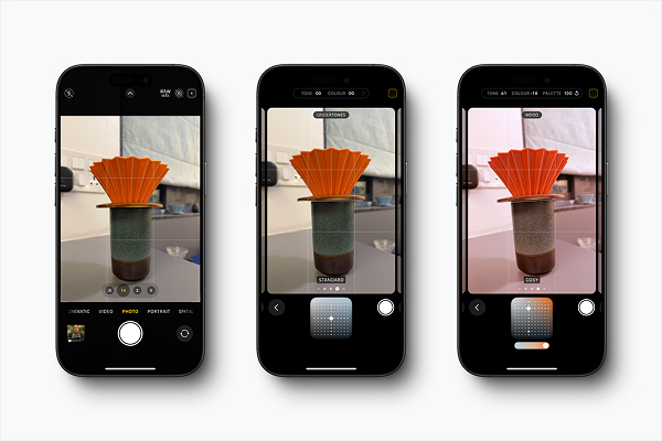 iPhone Photographic Styles options for customizing tone and color in photos.