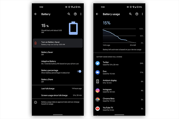 Enable Battery Saver or Low Power Mode.