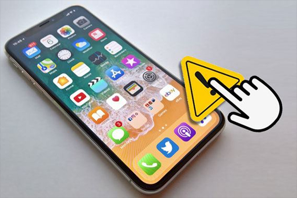 Phone with unresponsive touchscreen requiring restart or cleaning.