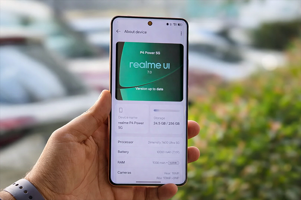 Realme P4 Power 5G running Android with three years of OS upgrades and four years of security updates.