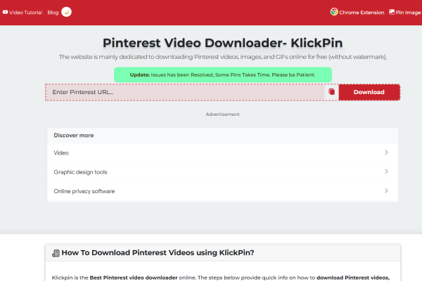 Lightweight online downloader for quick Pinterest video downloads with HD options.