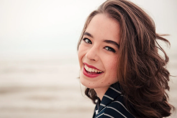 Portrait shot with natural skin tones and blurred background